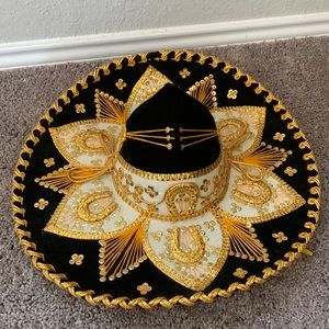Belri Hats brand Black Velvet & Gold Trim Sombrero